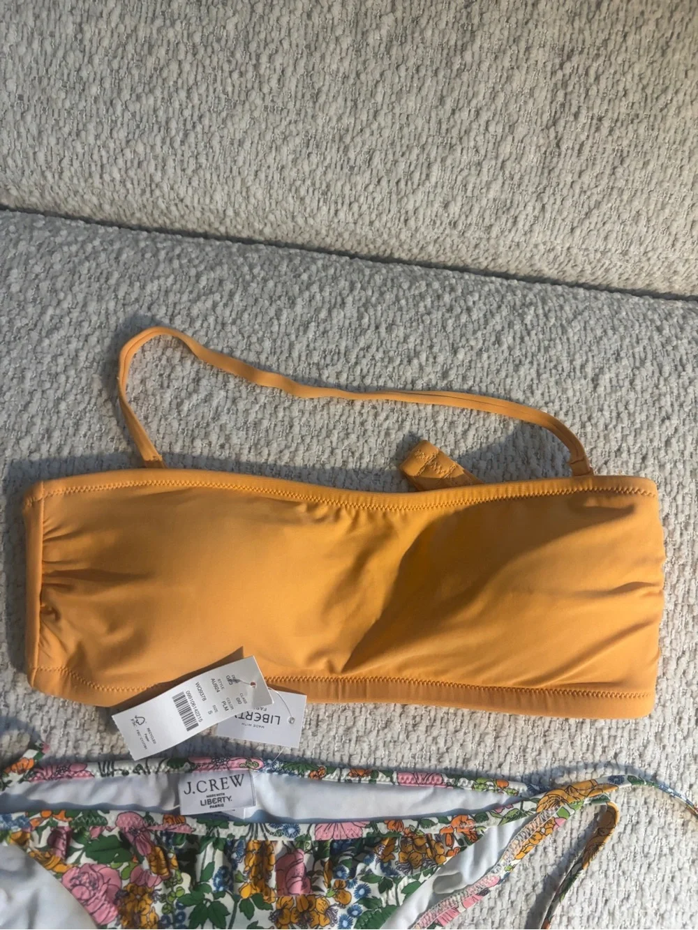 NWT J. Crew Yellow Bandeau with Floral Tie-Side Bikini Bottoms - Picture 4 of 8